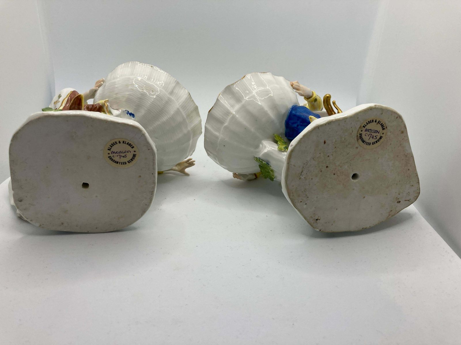 photo vinterior 18th Century Meissen Turkish Pair Holding Sweetmeat / Table Salt Bowls