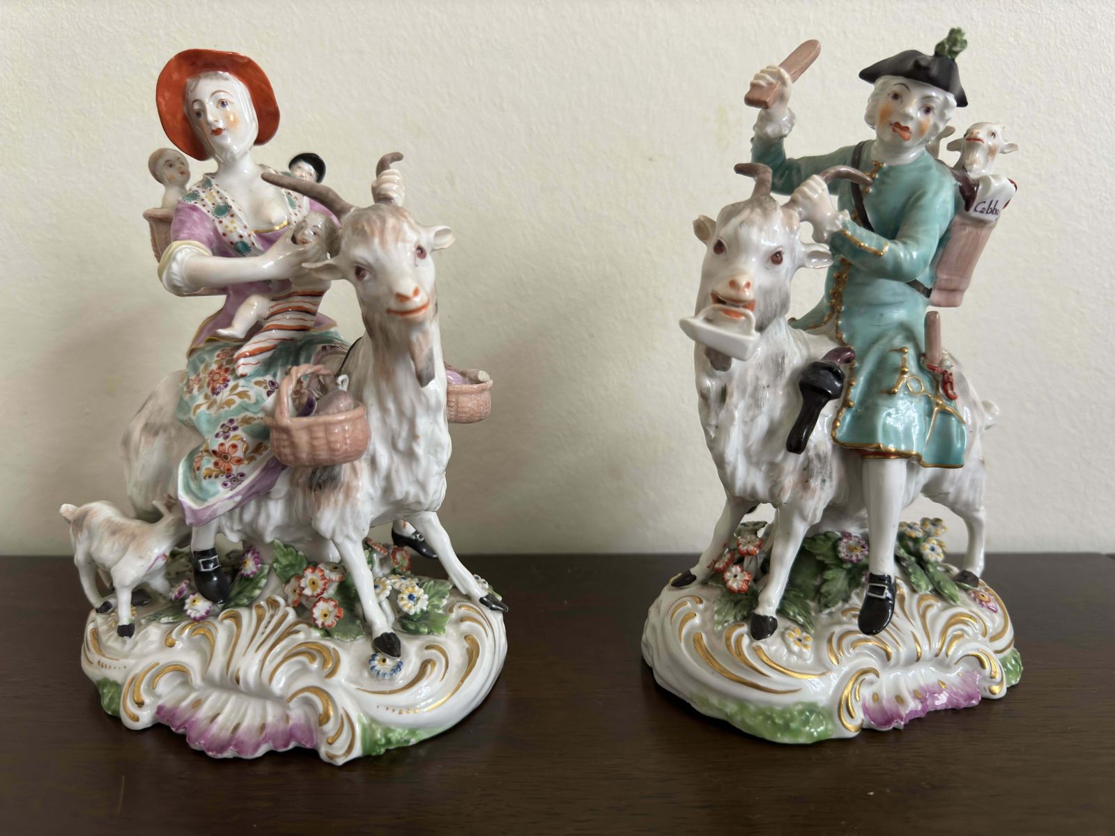 Home Decor Pair Of Derby Figures ' Welch Tailor And His Wife On Goats' Circa 1800 photo