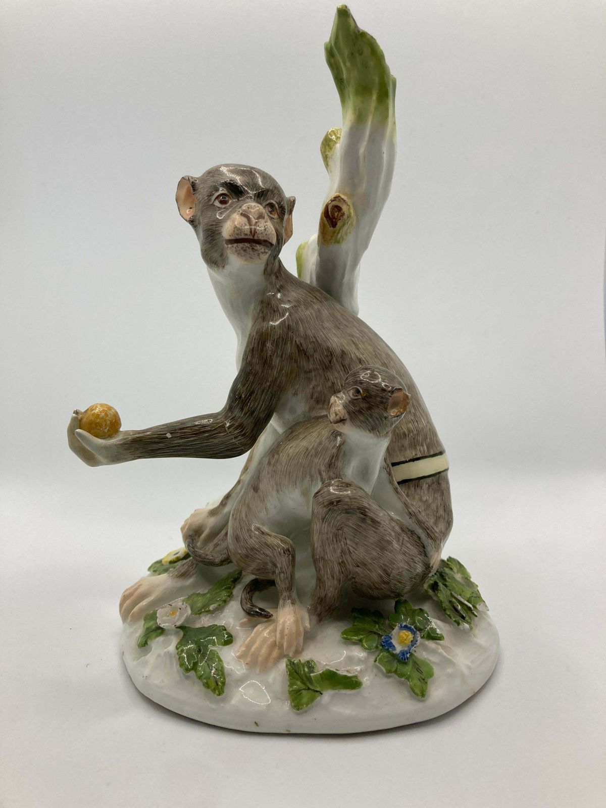 3500.0 18th Century Meissen Porcelain Figure, 'Rhesus Monkey And Child' photo