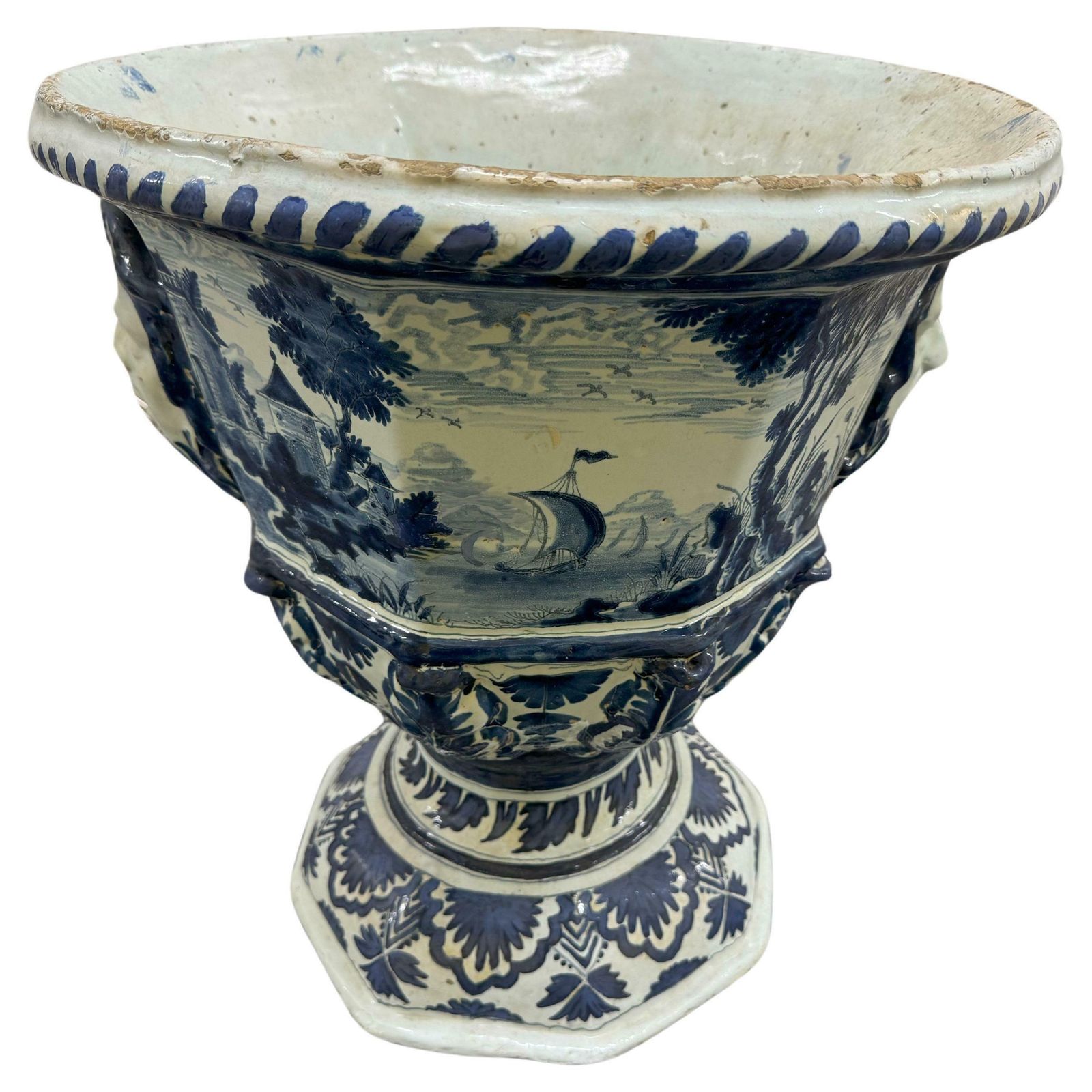 18th Century Large Delft Garden Urn