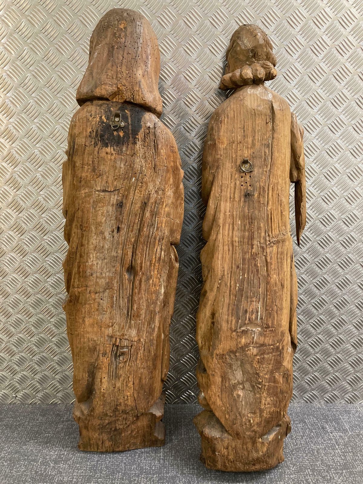 Pair Of 15th/16th Century Carved Oak Saints photo Art