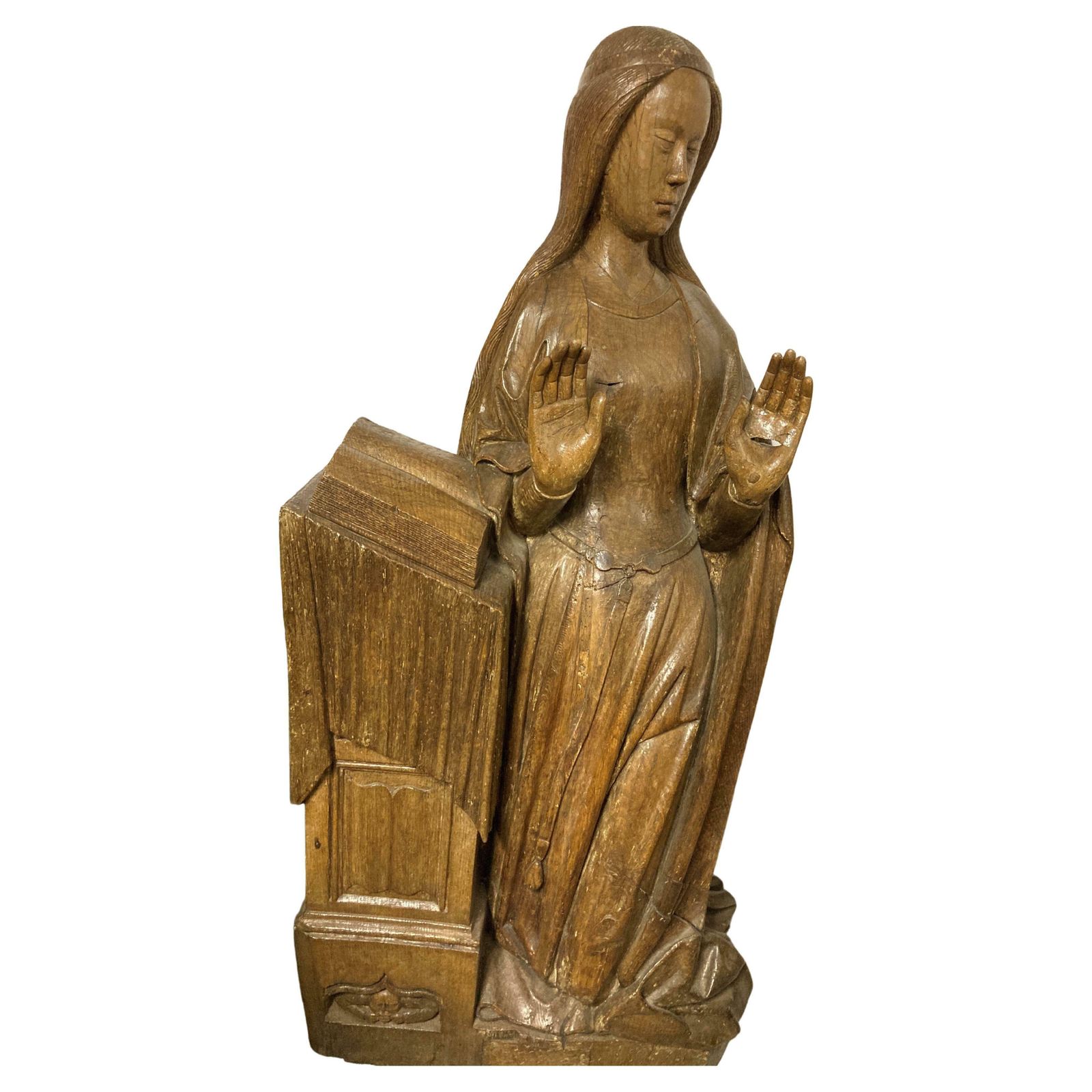 15th Century Gothic Carved Oak Statue – Virgin Of The Annunciation