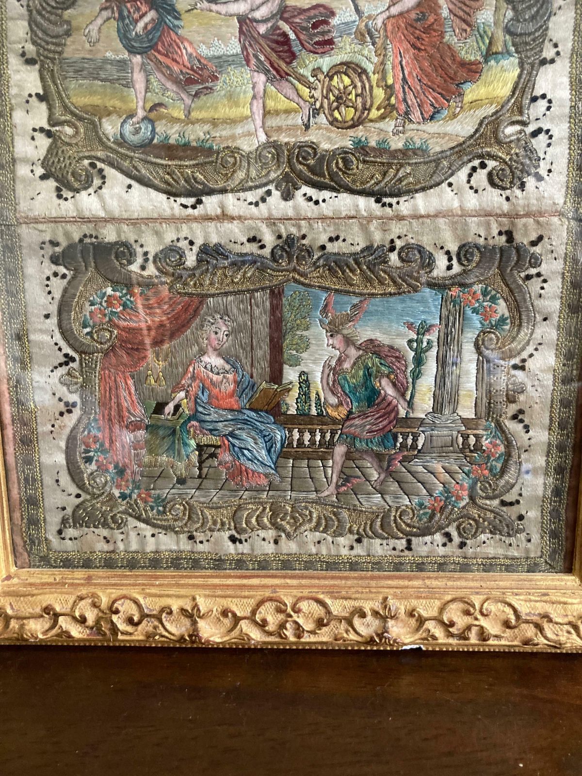 Framed Dutch 18th Century Silk And Metal Thread Embroidery photo 6000.0