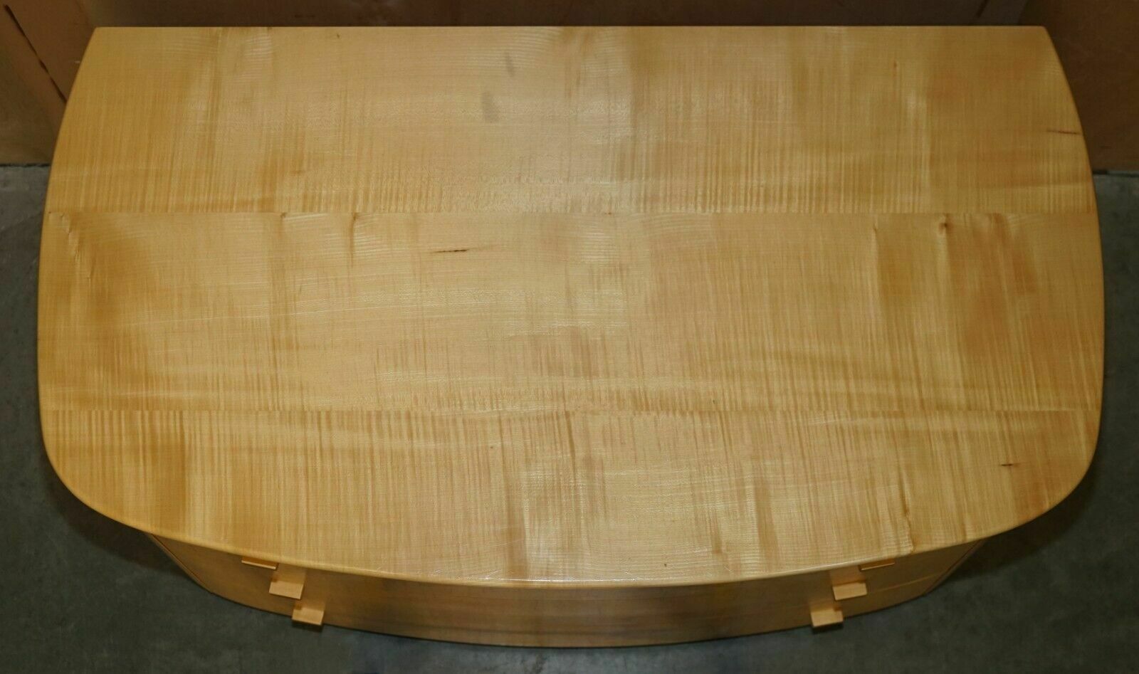 Sublime Bow Fronted Baxter & Lee Satin Birch Chest Of Drawers & Side Tables Set photo 3950.0
