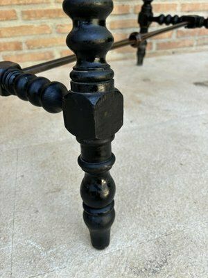 Early 20th Century Spanish Side Table With Turned Legs And Iron Stretcher, 1920s photo vinterior