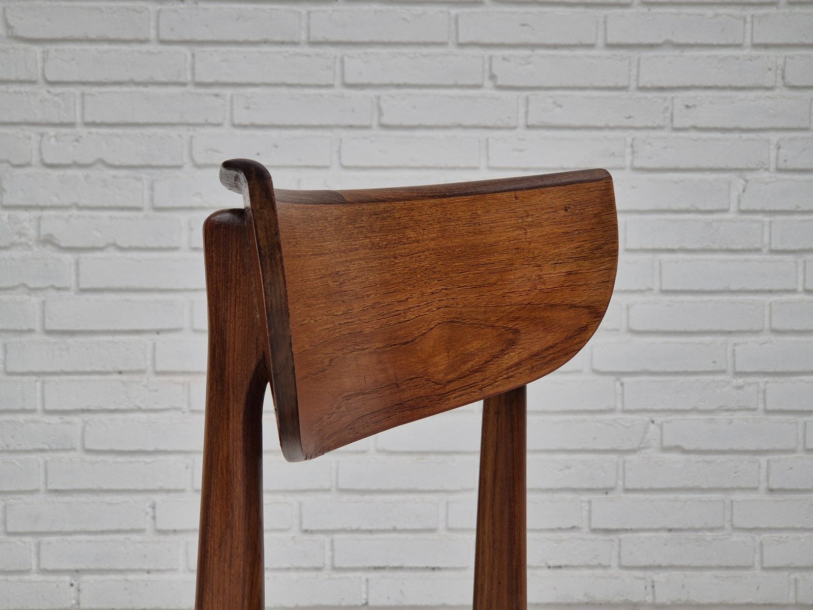 Furniture 1960s, Set Of 5 Danish Dining Chairs, Reupholstered, Teak Wood. photo