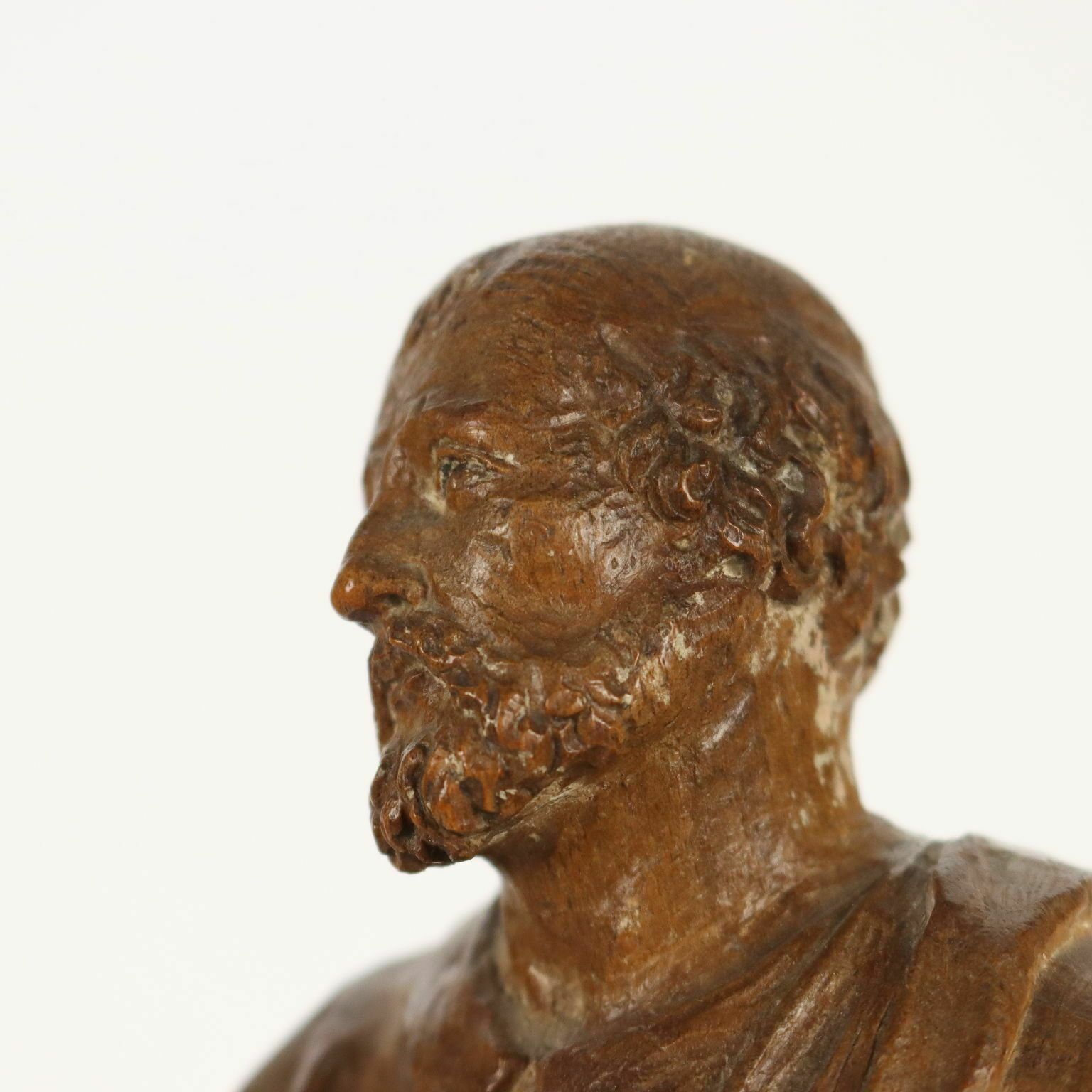 Antique Wooden Sculpture Philosopher Italy XVIII Century photo for sale