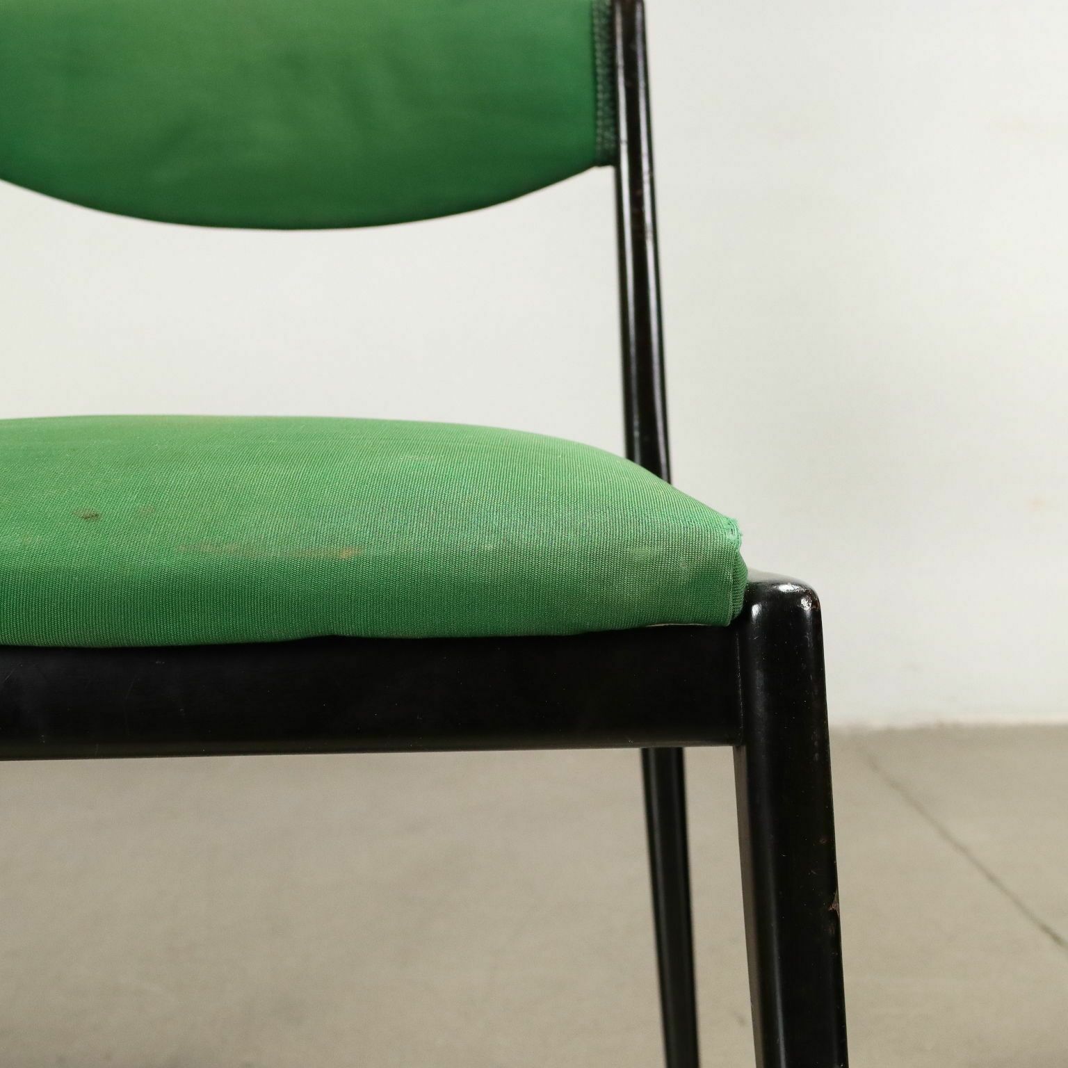 Vintage 1960s Chairs Ebony Wood Foam Padding Cloth photo 400.0