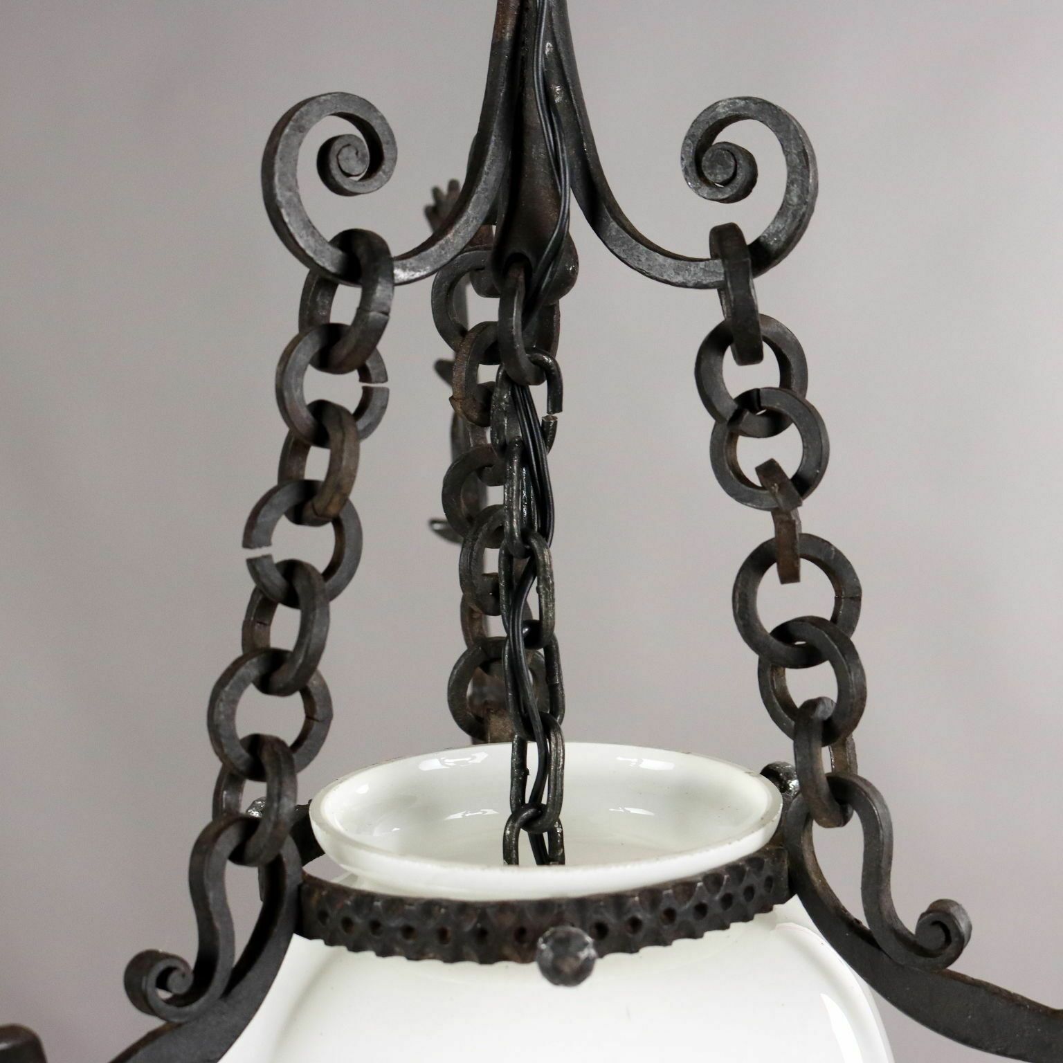 Antique Chandelier Wrought Iron Glass Italy XX Century photo buy