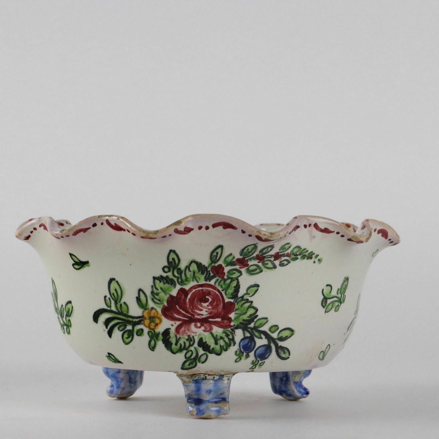 Antique Bowl Majolica Molaroni Man. Pesaro Italy Late XIX Century photo for sale