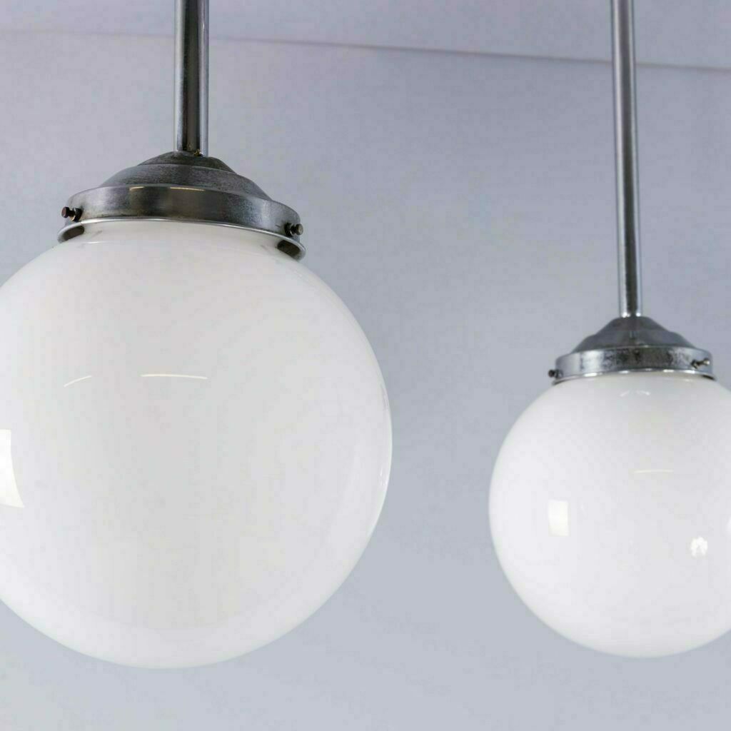 1950’s Original French Tabac Opal Glass Pendant Lamp – Single (958.4) photo furniture