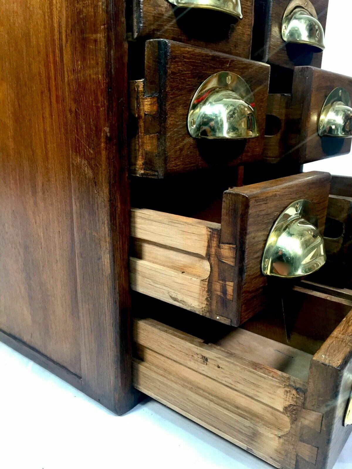 Antique 1930s Large Sized Tabletop Filing Cabinet / Wooden Oak Chest Of Drawers photo vinterior