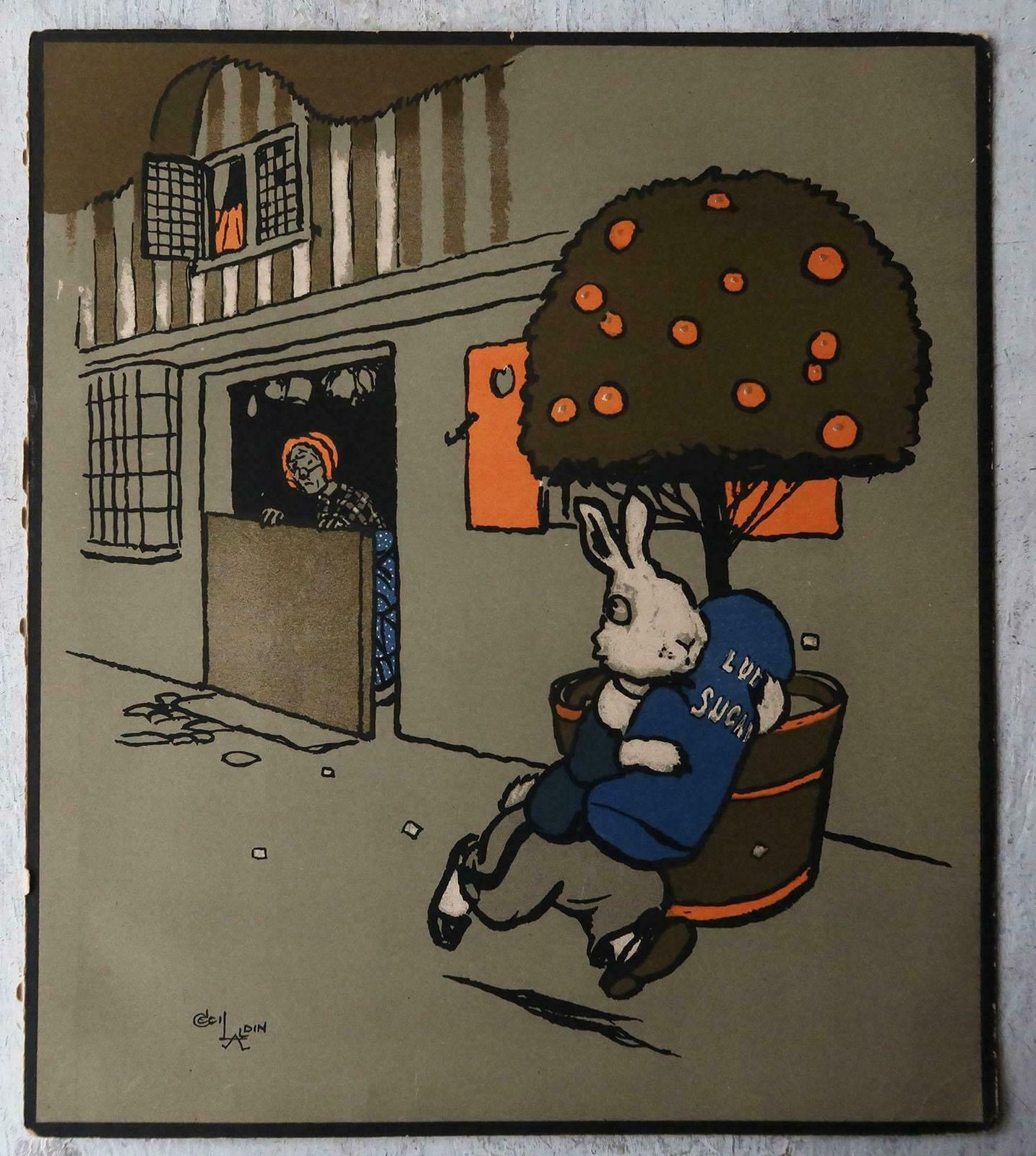 Set Of 8 Original Vintage Prints After Cecil Aldin, Dogs And Rabbits, C.1920 photo vintage