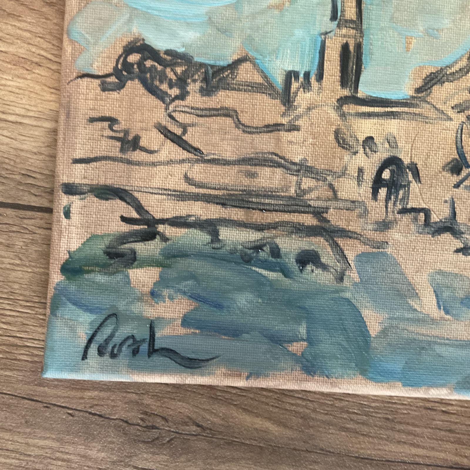Original Oil Painting Antibes South Of France Signed Roth 8 X 8 Inches photo for sale