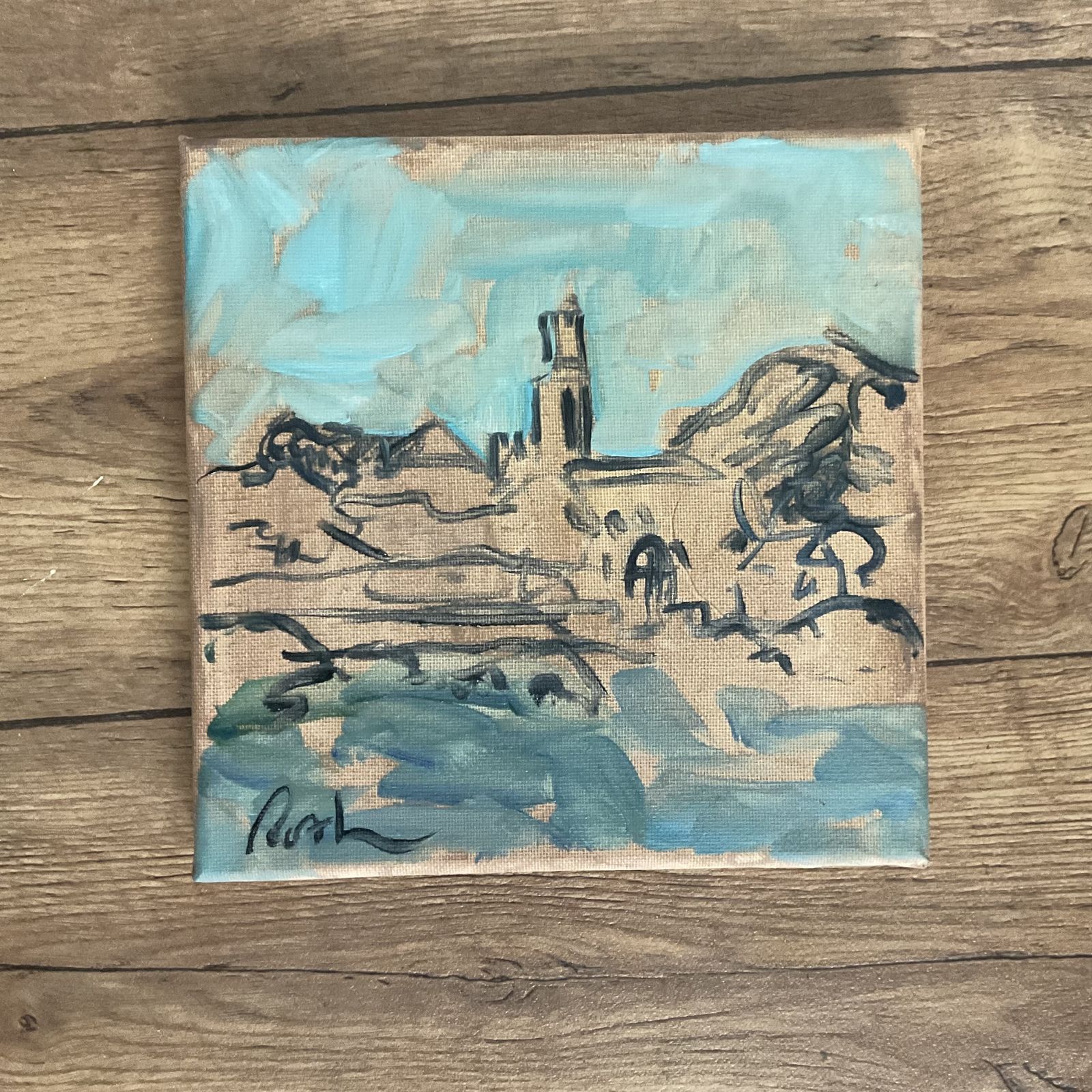 Original Oil Painting Antibes South Of France Signed Roth 8 X 8 Inches photo Art