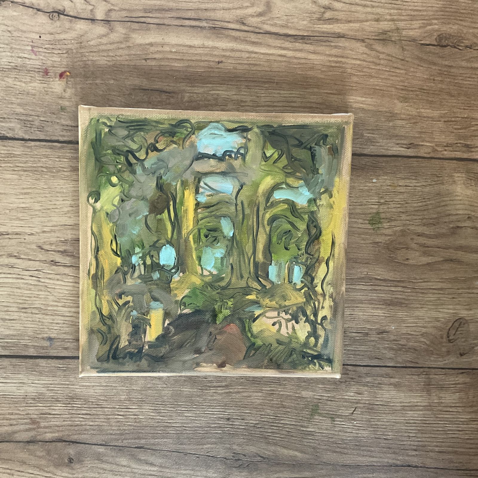 Original Oil Painting Landscape Abstract Signed Roth 8 X 8 Inches Art photo for sale