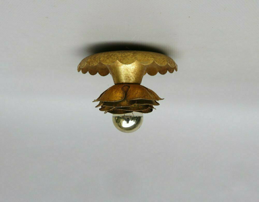 Water Lily Wall Lights In Gold Leaf And Metal By Banci Firenze, 1970s, Set Of 5 photo vintage
