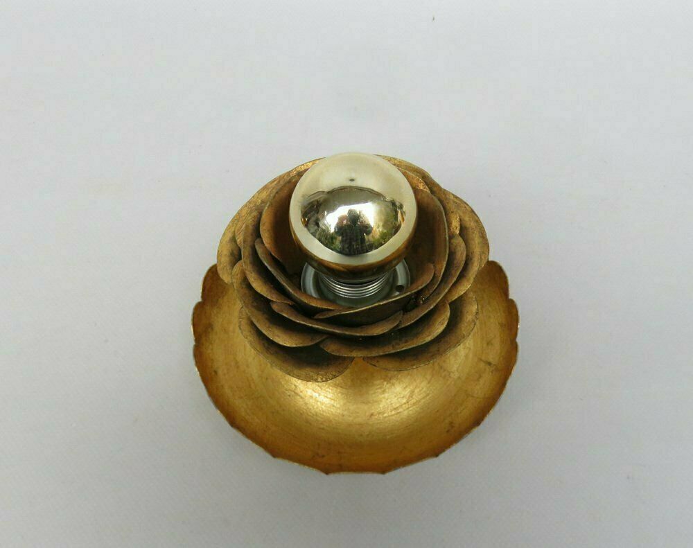 photo for sale Water Lily Wall Lights In Gold Leaf And Metal By Banci Firenze, 1970s, Set Of 5