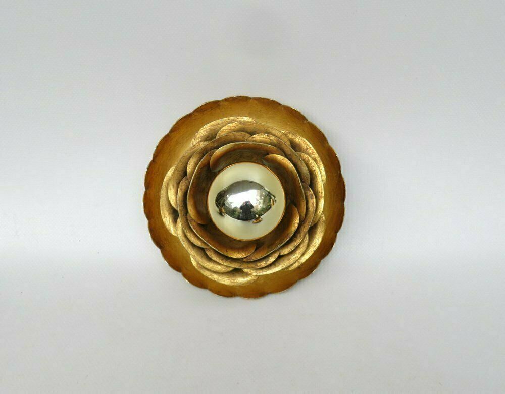 Lighting Water Lily Wall Lights In Gold Leaf And Metal By Banci Firenze, 1970s, Set Of 5 photo