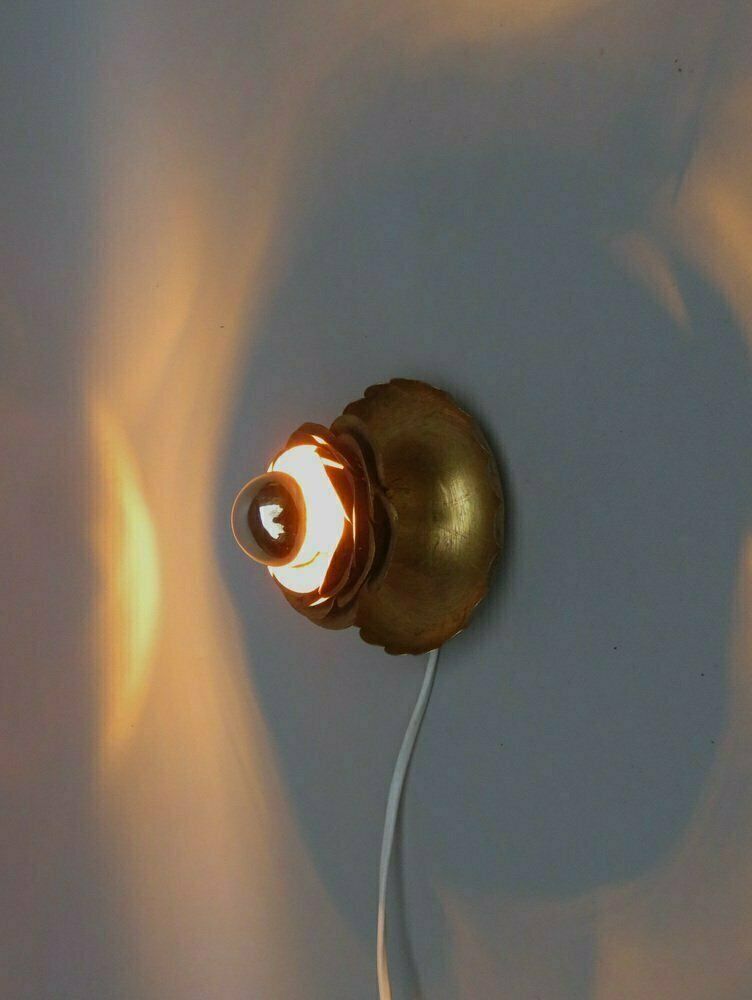 photo vinterior Water Lily Wall Lights In Gold Leaf And Metal By Banci Firenze, 1970s, Set Of 5