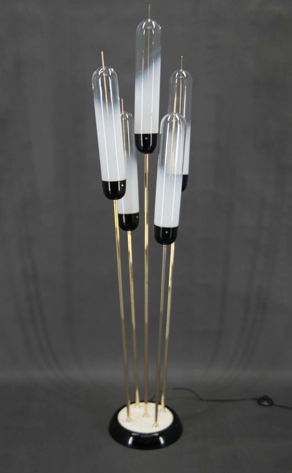 Lighting Mid Century Modern Reed Floor Lamp Murano Glass Metal By Mazzega, Italy, 1970s photo