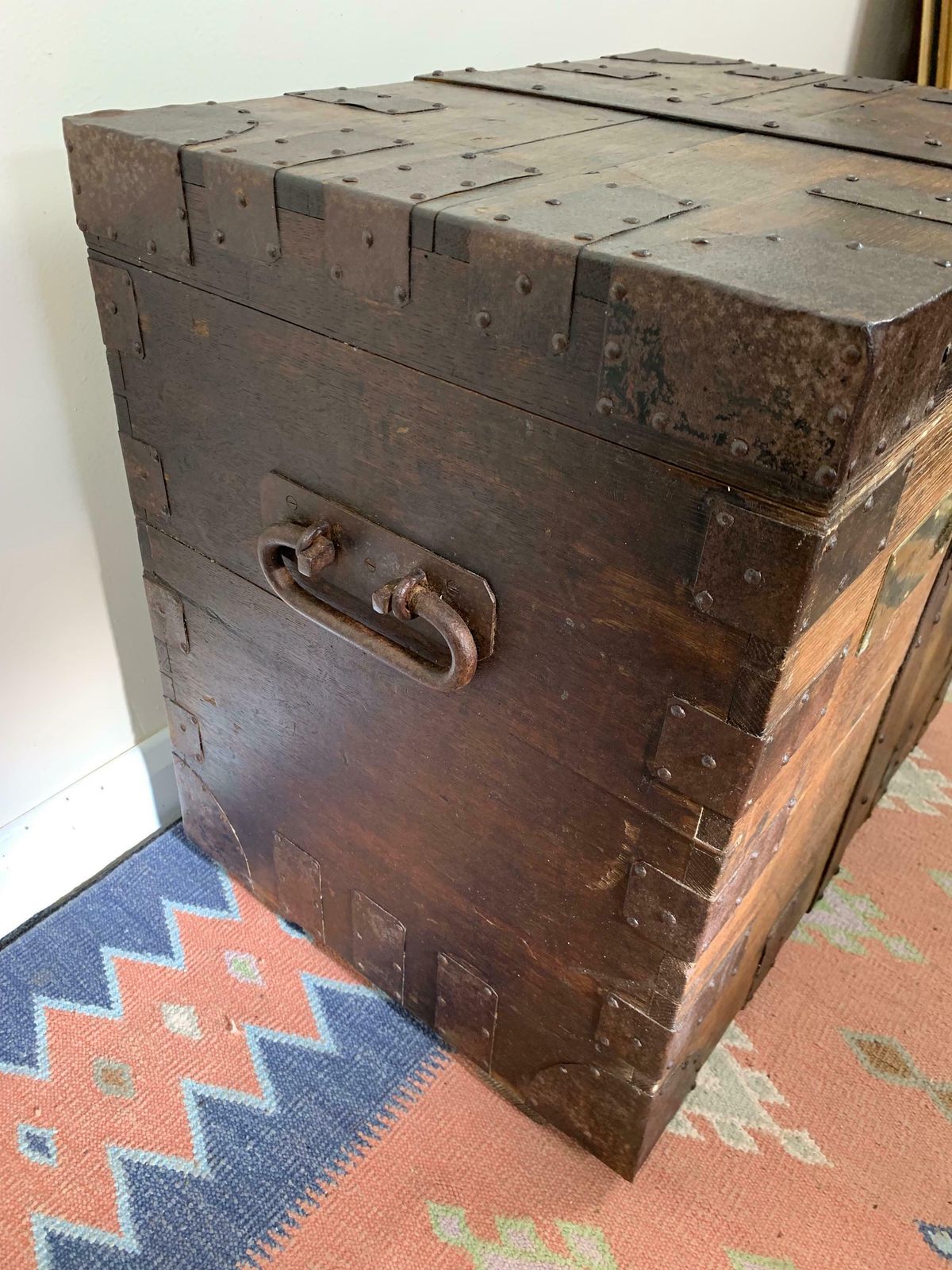 Antique Iron Bound Teak Trunk Formerly The Property Of Rt. Hon. Earl Of Leicester photo buy
