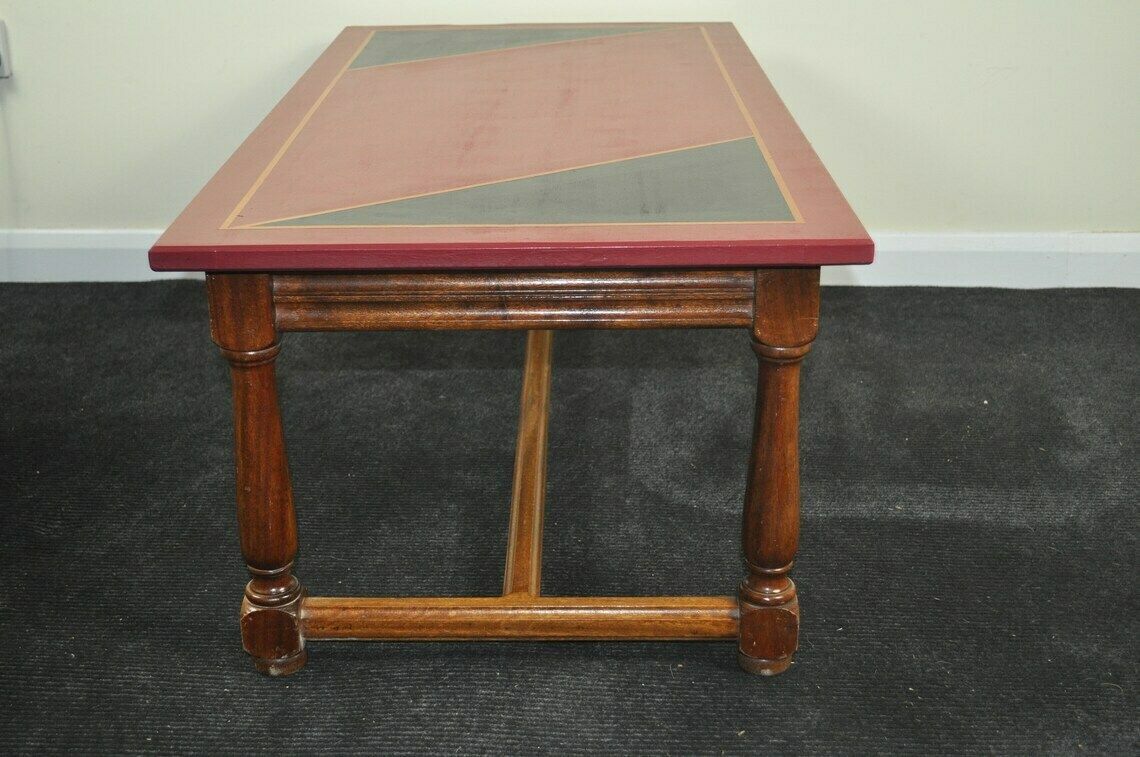 Vintage Mid Century Coffee Table In Cranberry And Black With Copper Pinstriping photo Furniture