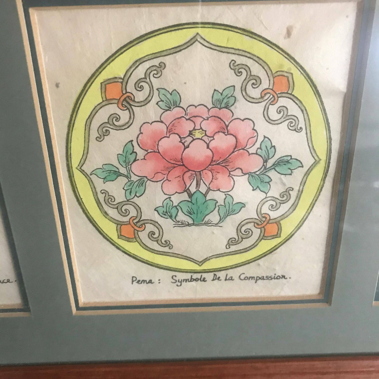 Vintage Trio Of Three Hand Painted Tibetan Mandalas photo for sale