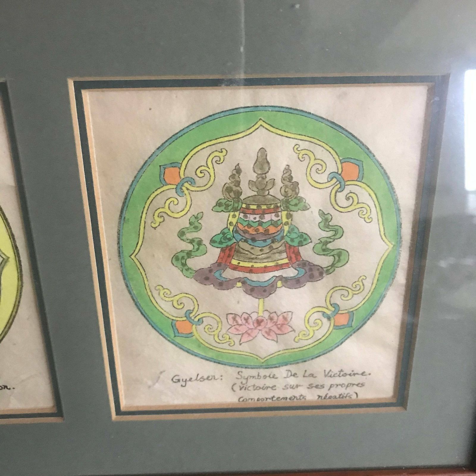 Vintage Trio Of Three Hand Painted Tibetan Mandalas photo Art