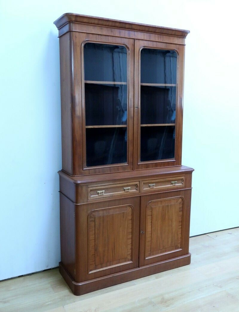 Victorian Mahogany Two Body Bookcase, England – Mid 19th Century photo furniture