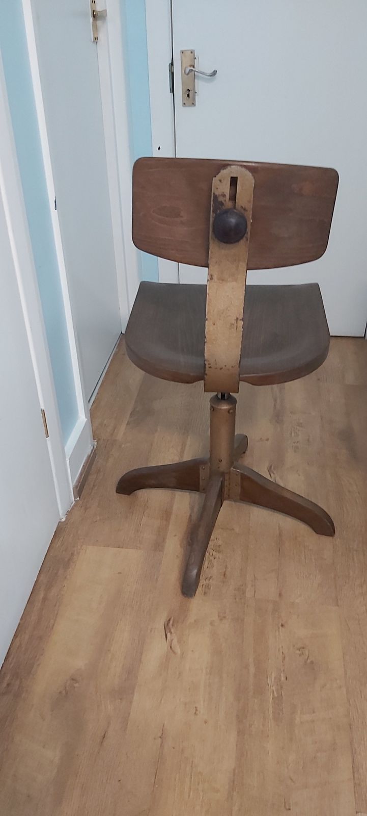 Original 1940 Solider Wood Factory Chair Designed By Albert Stole photo furniture
