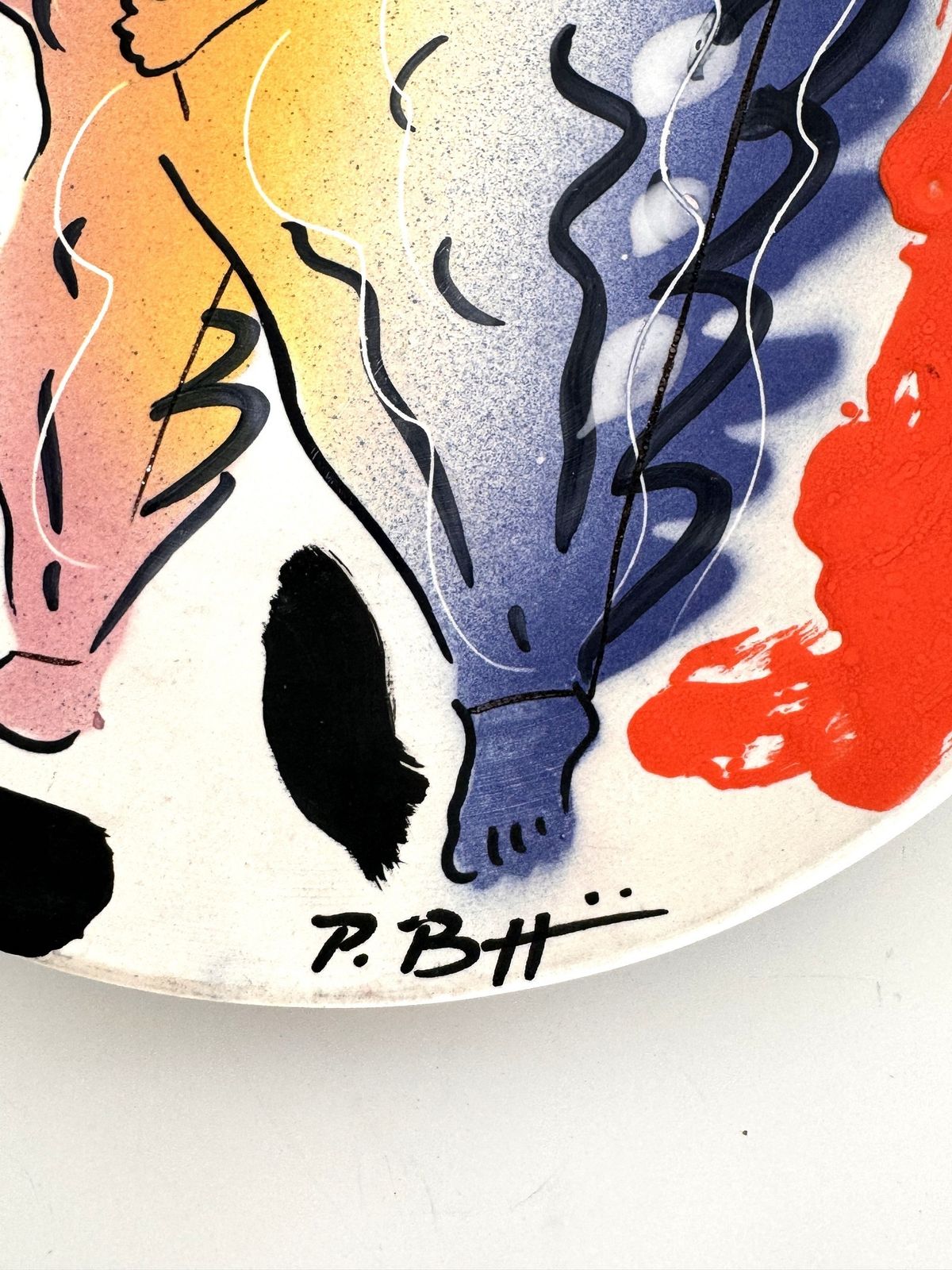 Italian Mid Century Ceramic Wall Plate Decoration By Paolo Buggiani, 1989 photo for sale