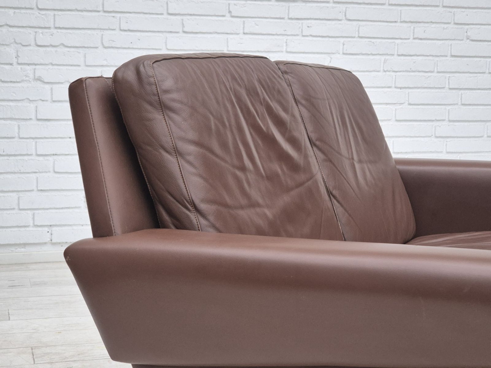 1970s, Danish 2 Seater Sofa, Original Condition, Brown Leather. photo buy