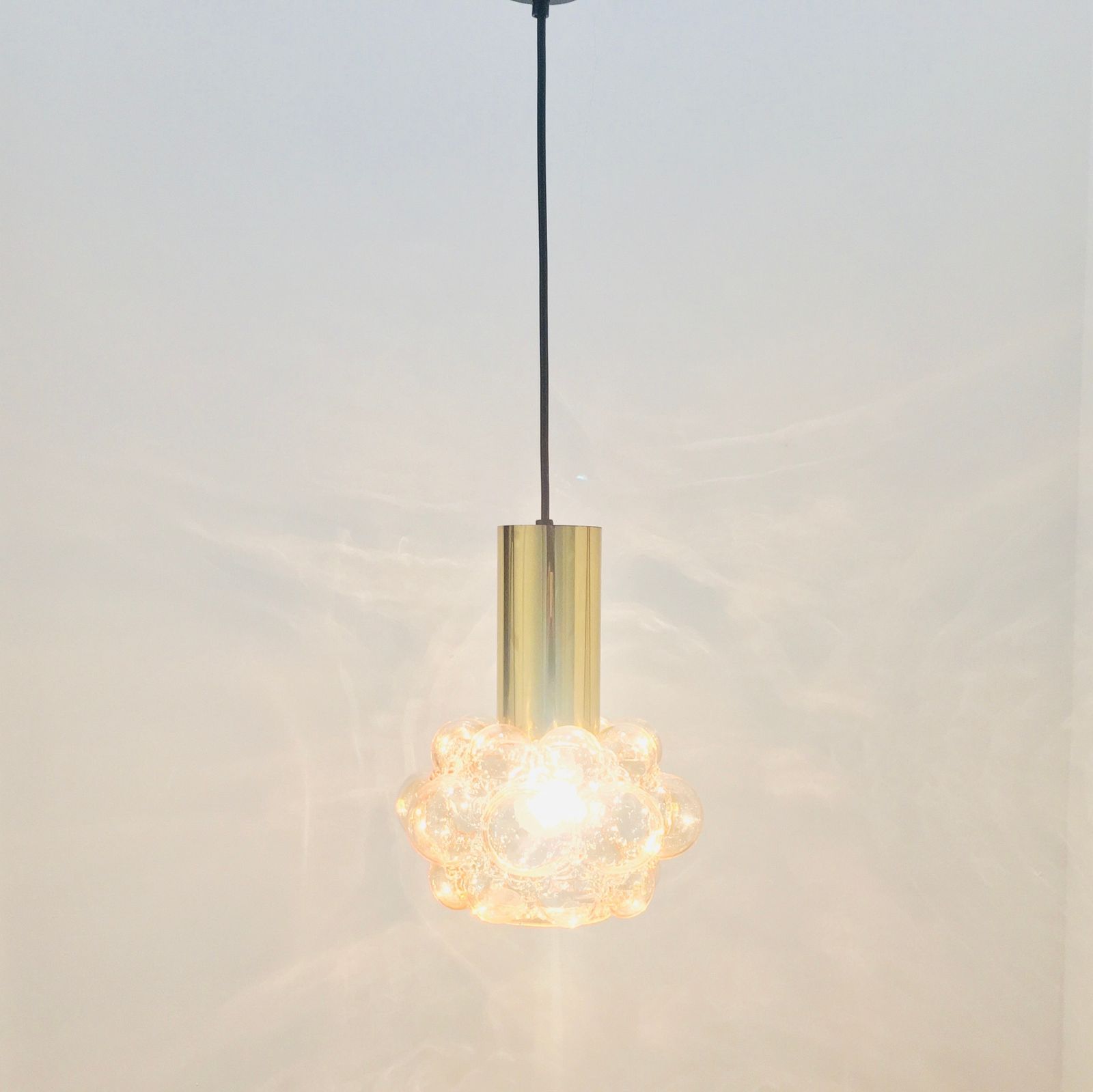 1 Of 2 Mid Century Modern Amber Bubble Glass Ceiling Light By Helena Tynell For Limburg, Germany, 1960s photo 390.0