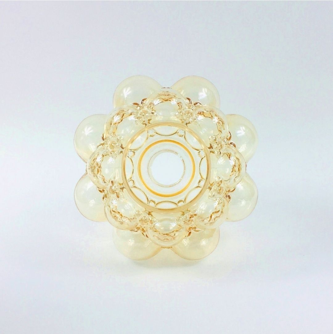 1 Of 2 Mid Century Modern Amber Bubble Glass Ceiling Light By Helena Tynell For Limburg, Germany, 1960s photo vintage