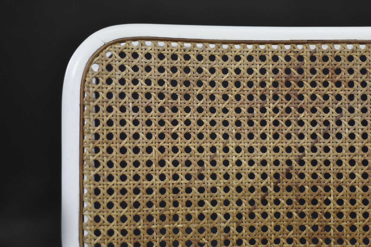 photo furniture Mid Century Italian Modern White Wood & French Wicker Chairs, 1980s, Set Of 2