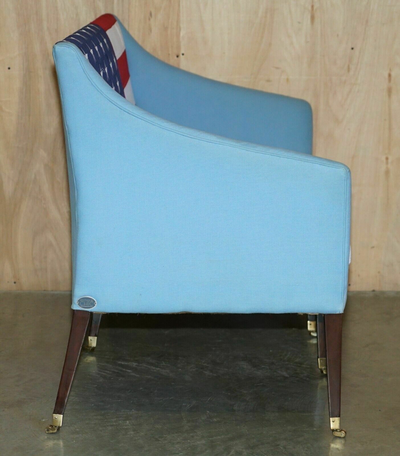 Furniture Antique Georgian 1820 Sofa Upholstered With American Flag Stars & Stripes USA photo