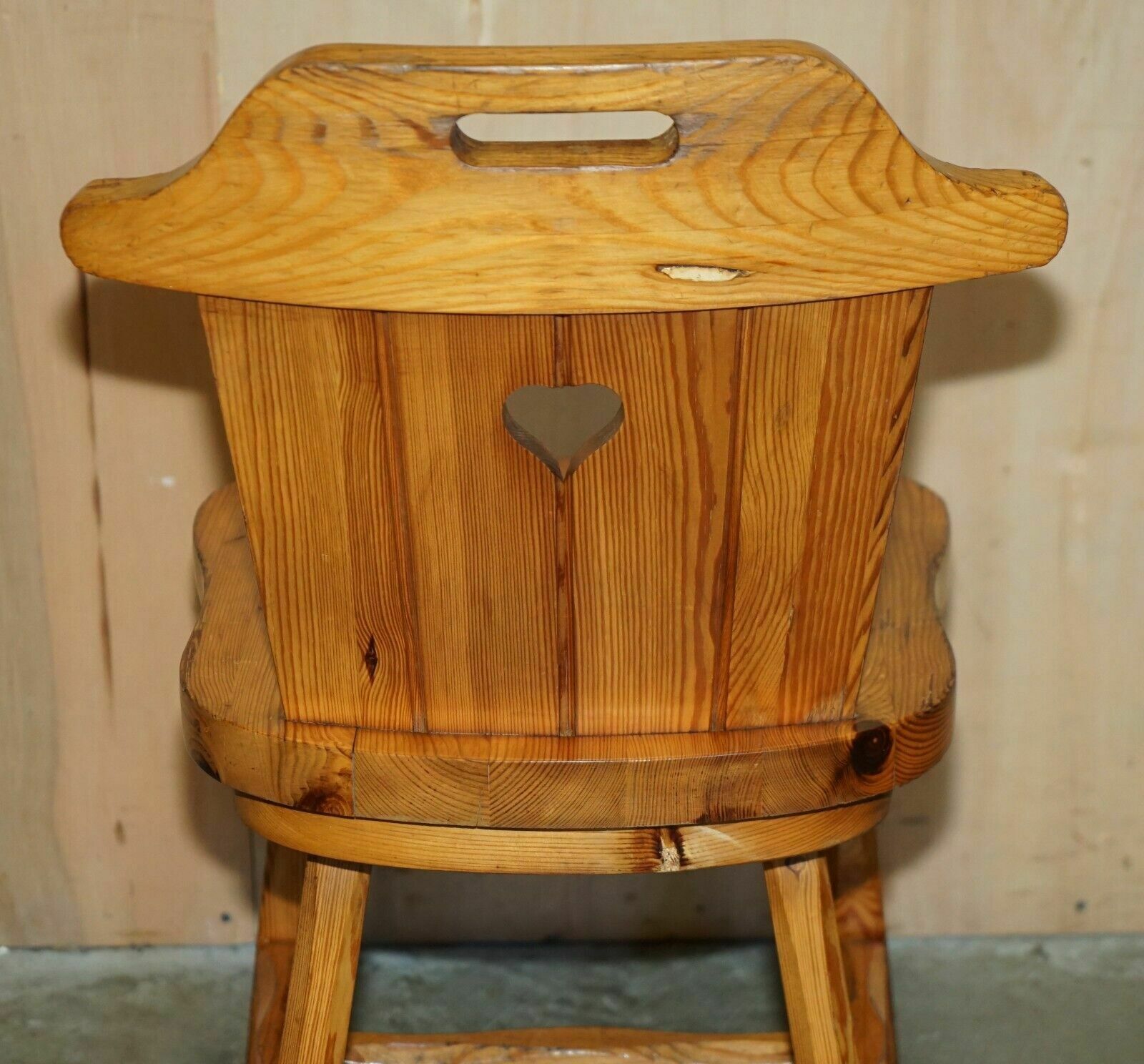 2350.0 Suite Of Eight English Country House Vintage Pine Dining Chairs Heart Backs 8 photo