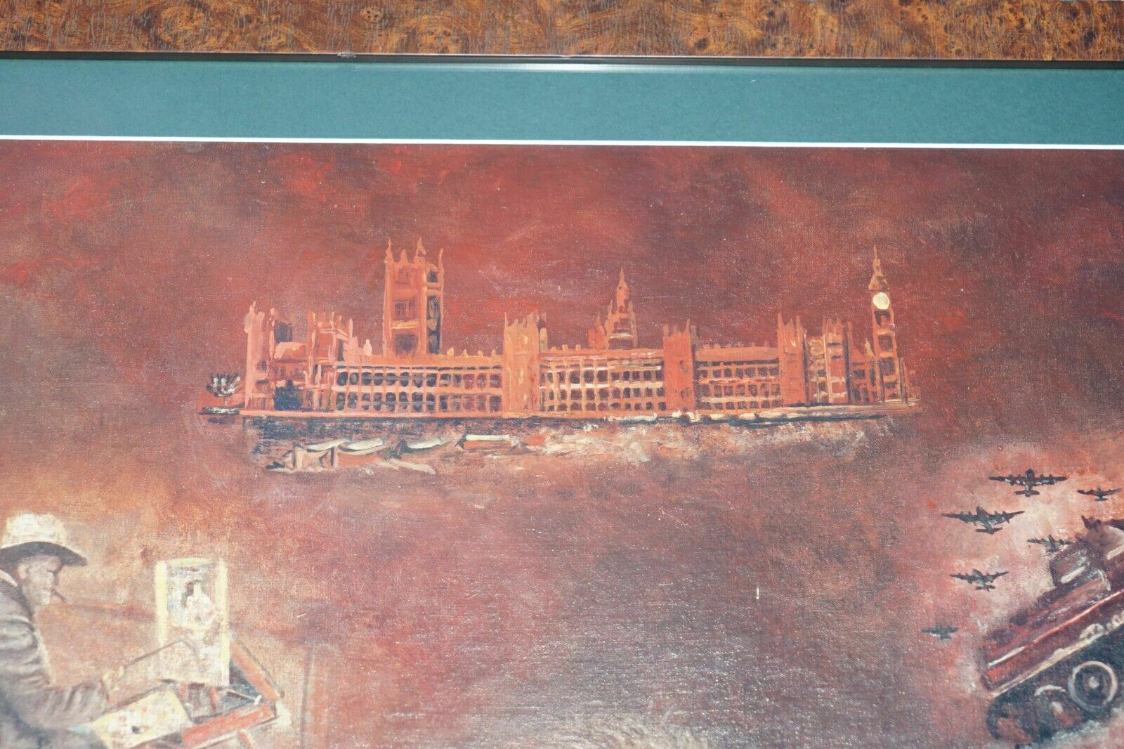 Lovely Winston Churchil Oil Painting Signed Jj Burrett Burr Oak Exhibition Frame photo vintage
