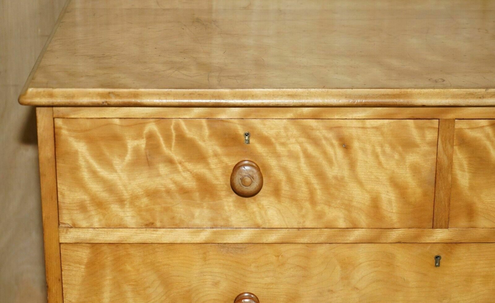 Stunning Antique Victorian 1880 Satin Birch Holland & Son's Chest Of Drawers photo Furniture