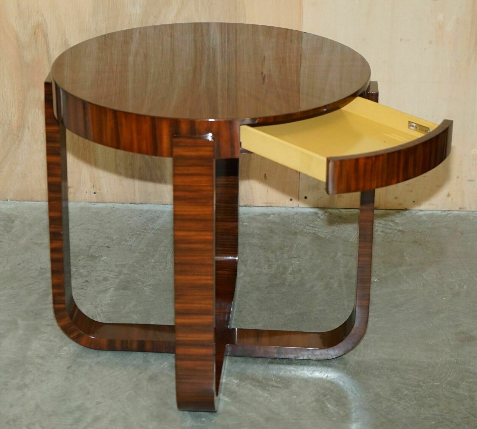photo vinterior Pair Of Ralph Lauren Single Drawer Round Macassar Table Side Occasional Tables