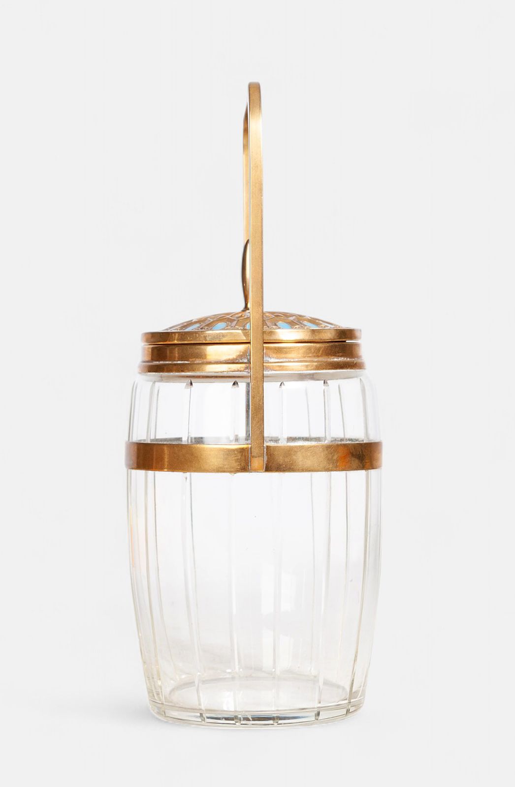 Early 20th Century Art Déco Crystal And Brass Cookie Jar/Bucket Container With Lid, France photo 850.0