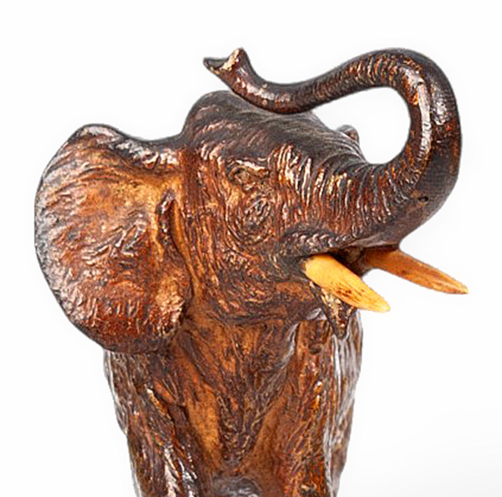 Art Nouveau Cold Painted Bronze Small Elephant Figurine By Franz Bergmann, Austria photo vinterior
