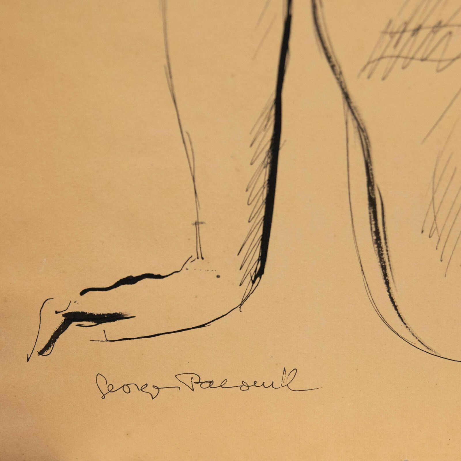 Georges Pacouil (1903 1996) Mid 20th Century India Ink, Crossed Legs photo Art