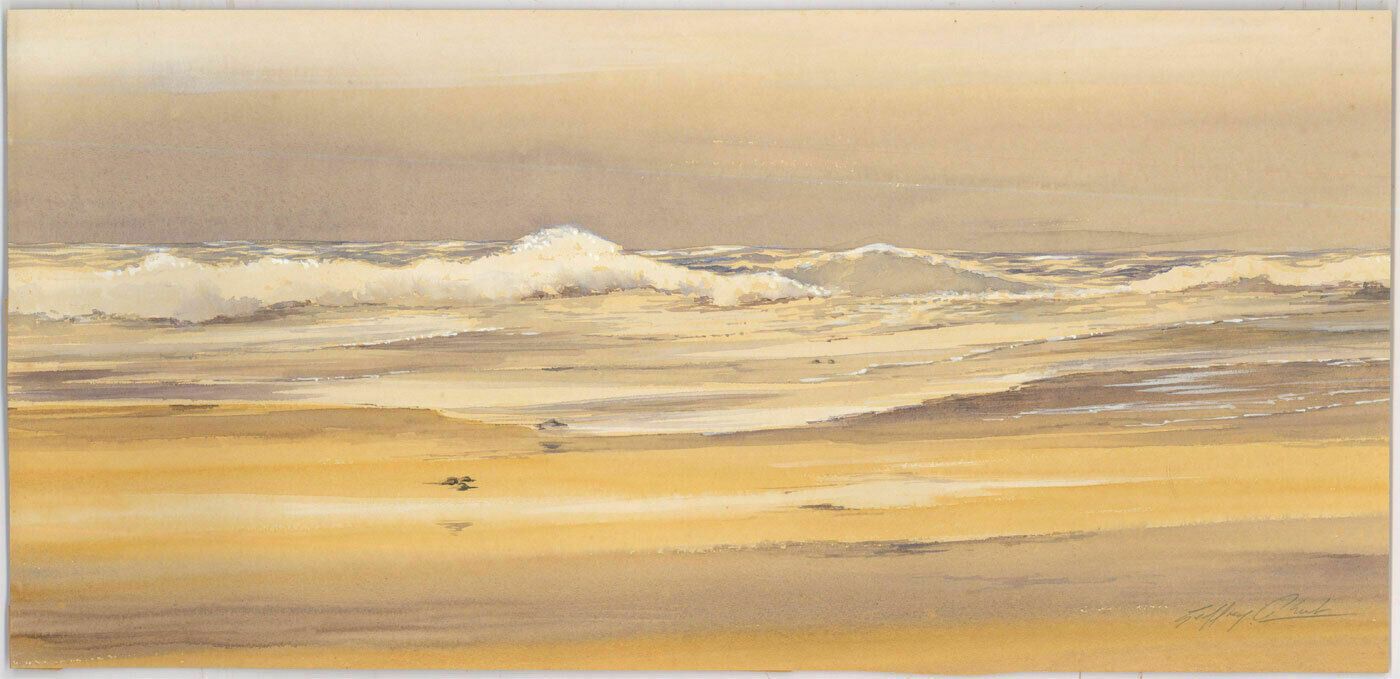 Geoffrey Plant (1939 2000) 20th Century Watercolour, Sunset Reflections photo furniture