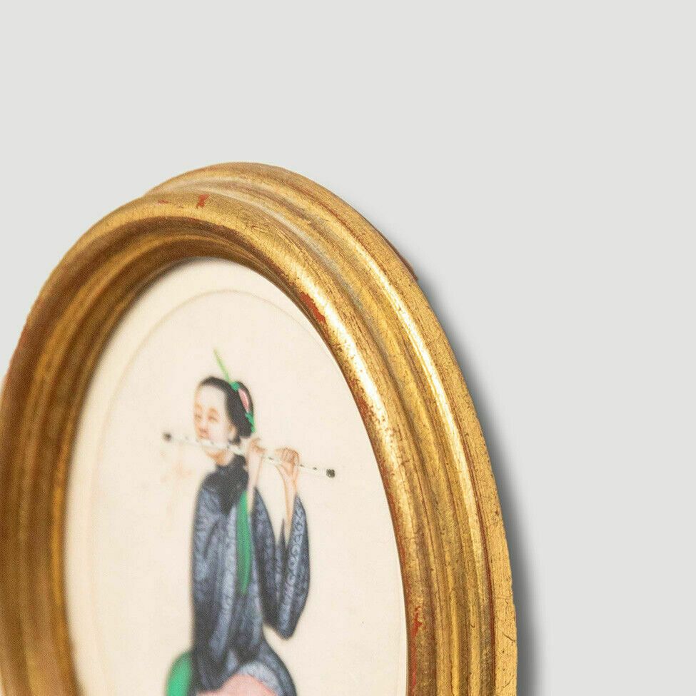 Chinese School 19th Century Watercolour Lady Playing A Dizi photo 88.0