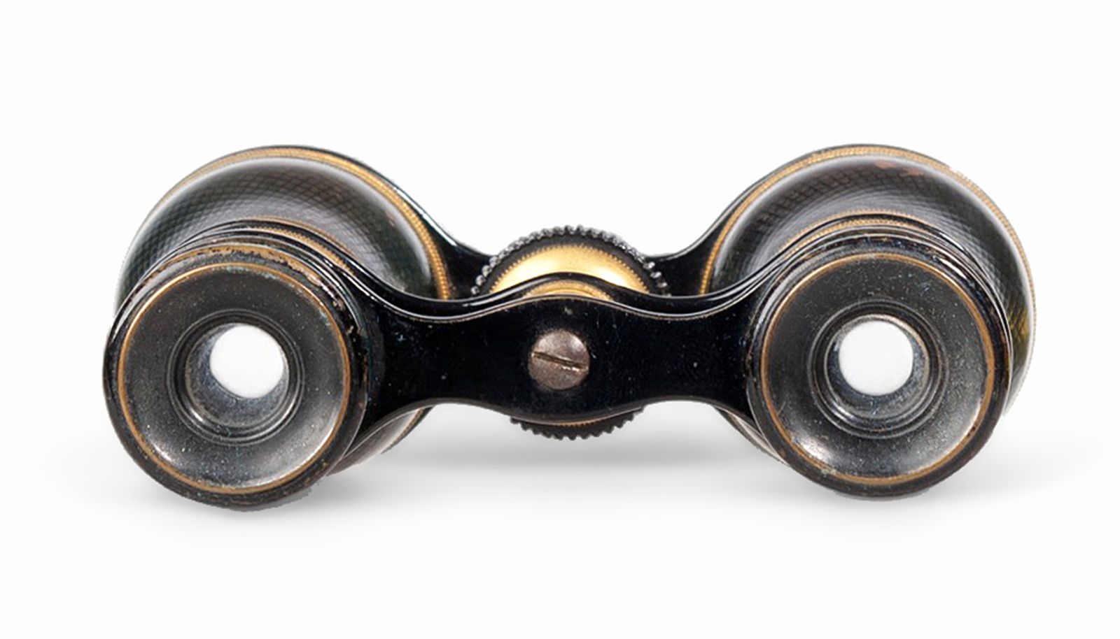1910s Art Nouveau Lemaire Like Gilt Brass Expandable Sportier Binoculars/Opera Glasses With Leather Case, France photo vinterior
