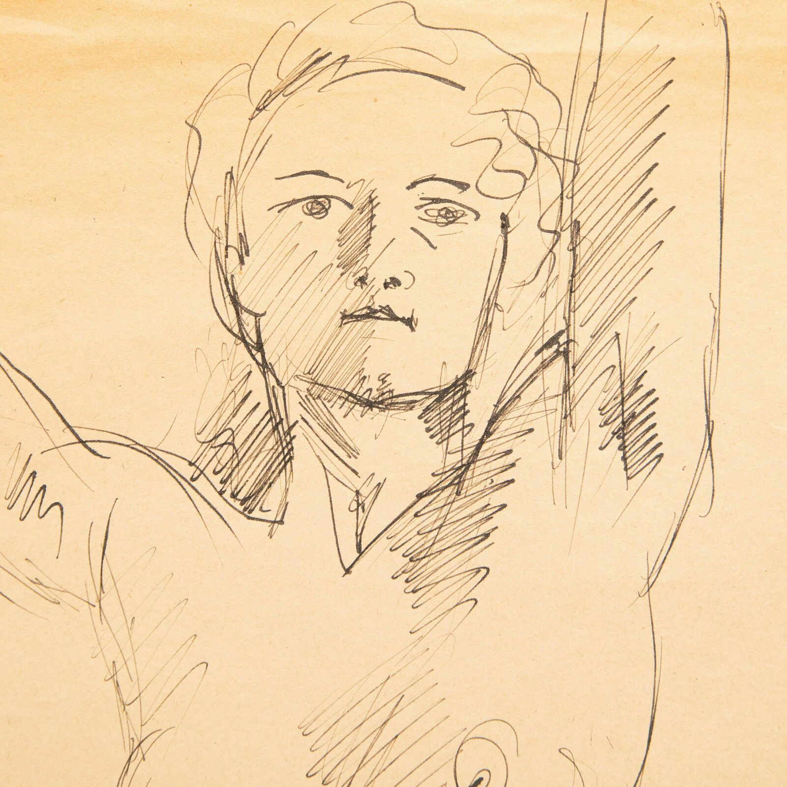 Georges Pacouil (1903 1996) Mid 20th Century India Ink, Stretching Nude photo for sale