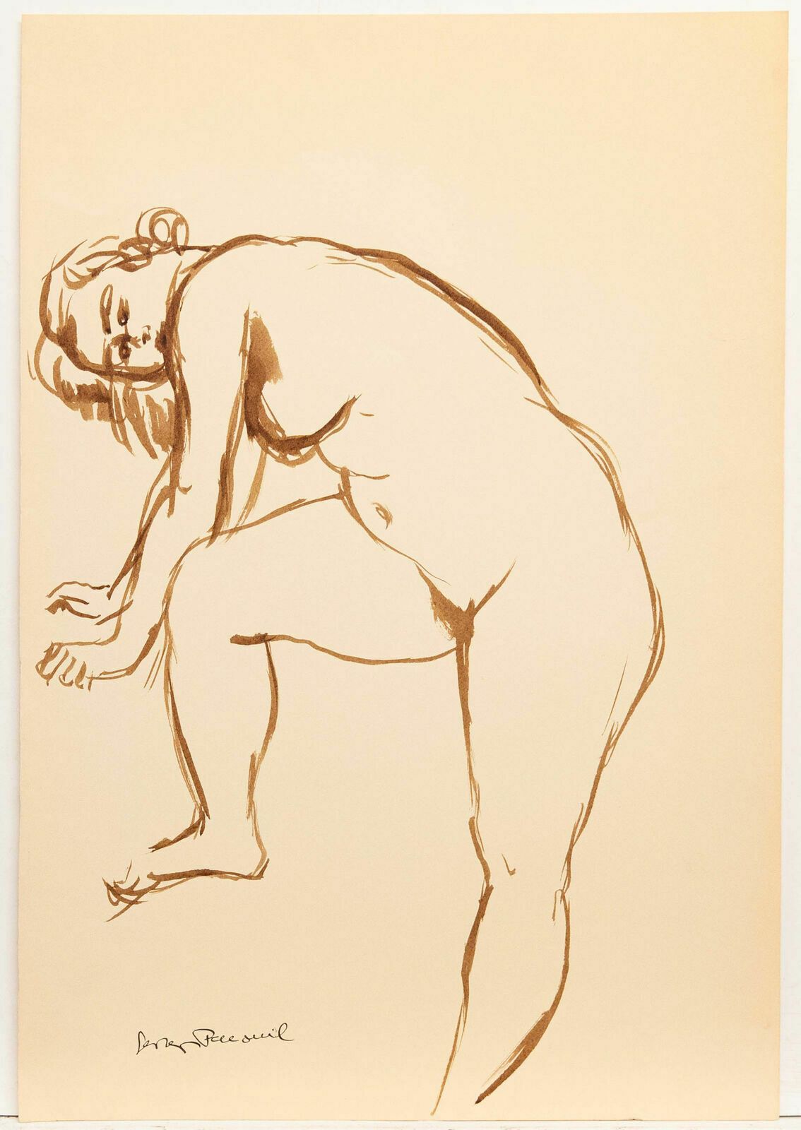 Georges Pacouil (1903 1996) Mid 20th Century India Ink, Nude Study III photo furniture