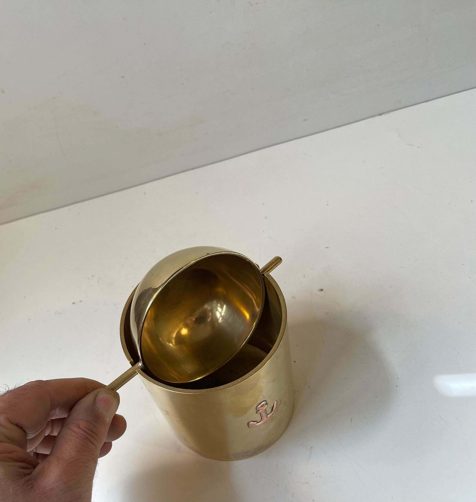 Large Cylinda Line Brass Cigar Ashtray By Arne Jacobsen, 1960s photo buy
